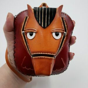 Horse Coin Purse Western Rustic Zip Pouch Small Wallet Wristlet Handmade Leather